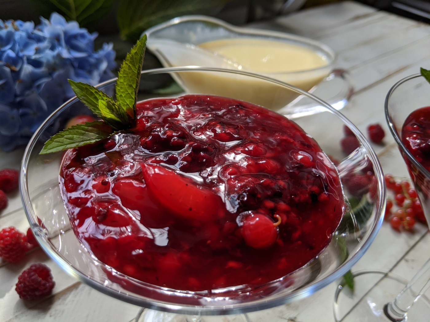 German Berry Pudding/Compote – Rote Gruetze and homemade Vanilla Sauce ...